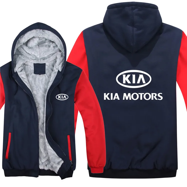 Толстовки KIA с капюшоном, куртка, зимний пуловер для мужчин, унисекс, утепленная шерстяная подкладка, флисовое мужское пальто, толстовки KIA - Цвет: as picture3