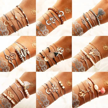 

IF ME Charm Vintage Stone Beads DIY Bracelet Set for Women Shell Infinity Star Moon Map Fashion Female Armband Jewelry 2019 NEW