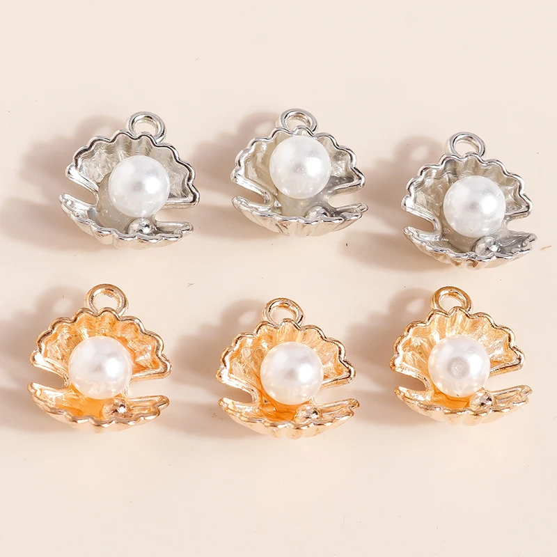 Leslie 10 stücke 15*13mm legierung shell charms für armband schlüssel bund machen zubehör perlen anhänger anhänger halskette diy schmuck
