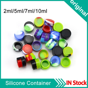 

1pc 2ml 5ml 7ml 10ml Nonstick Silicone Container for Oil Wax Container Storage Box Jar Dab Tool box Random Color