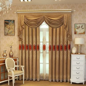 

Luxury European Style Chenille Velvet Water-soluble Embroidered Curtains for Living Room Bedroom Embroidered Curtains Custom