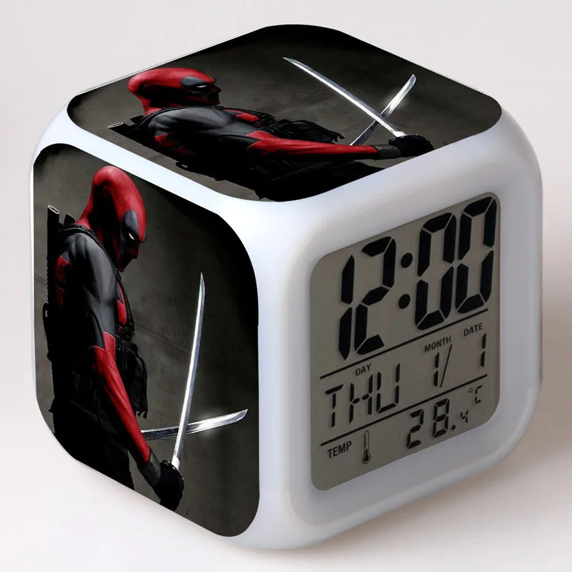 

Deadpool Kids Alarm Clock Colors Change Toys Gift Digital reloj despertador LED reveil wake up light desk electronic wekker