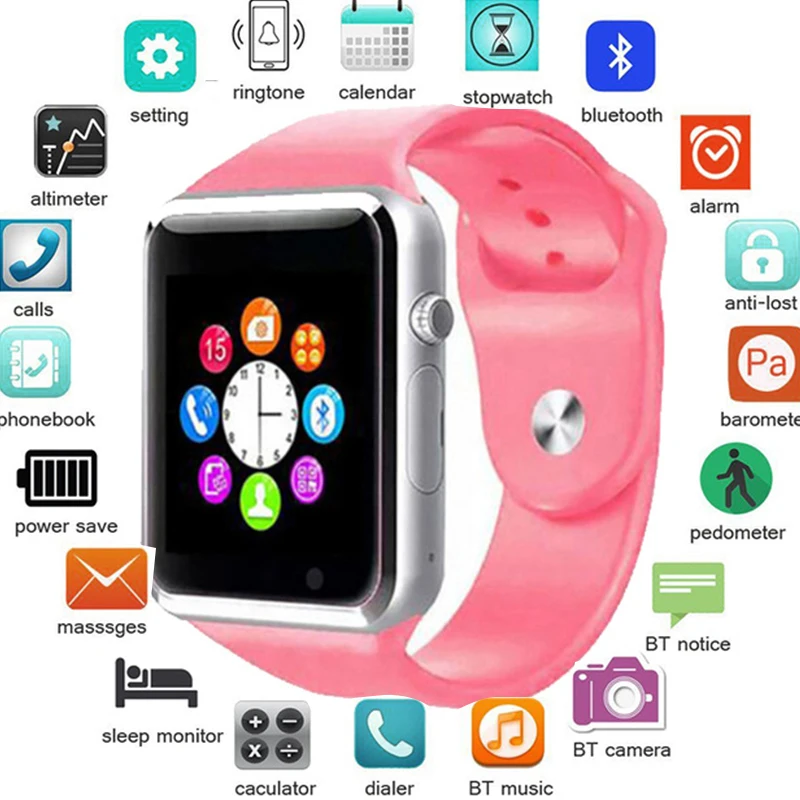 A1 Смарт часы для мужчин Bluetooth наручные Спорт Шагомер с SIM Камера Smartwatch Android