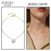 ZOVOLI Dainty Pearl Flower Bow-knot Choker Necklace Long Chain Pearl Heart Gold Coin Pendant Necklaces For Women Fashion Jewelry ► Photo 2/5