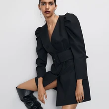 RR однотонные куртки для женщин модные с поясом на талии пальто для женщин элегантный двубортный платье куртки для женщин дамы HAA