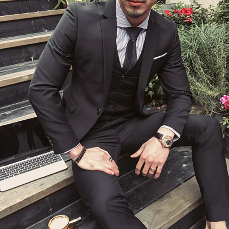3Pc Wedding Suits for Men Autumn Blazer Pants Single Breasted Smart Casual Straight Female Slim Suits Plus Size 6XL Groom Suit