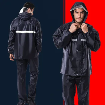 

Poncho Night Reflection Mantle Rain Coat Hood Raincoat 2pcs/Set Unisex Oxford +PVC Camping Outdoor Emergency Waterproof