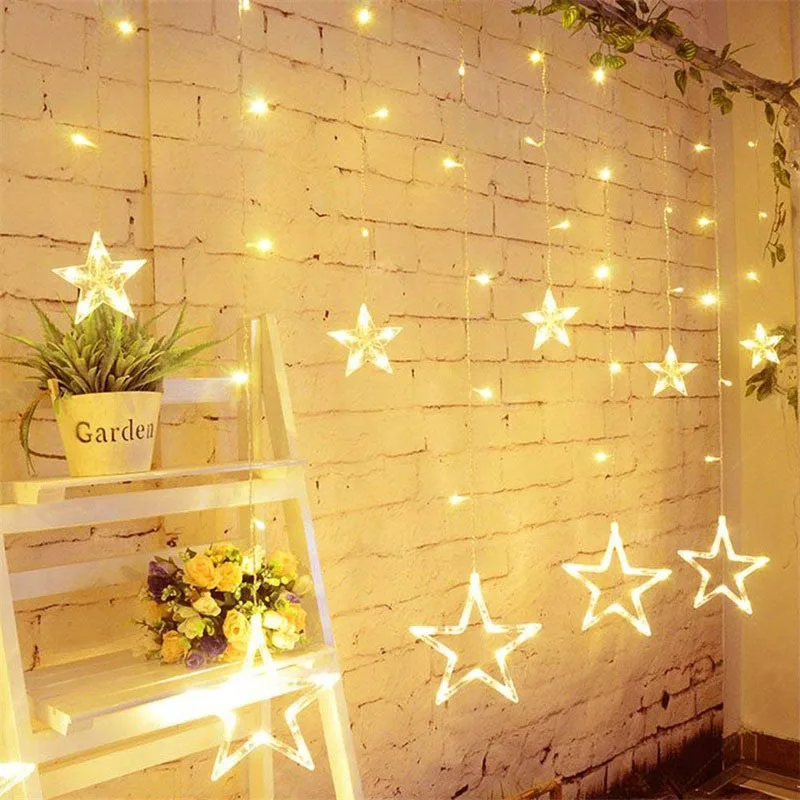 Holiday 168 Leds String Lights Fairy Star Curtain String 100-240V Garland Lights For Home Wedding Party Holiday Decoration - Испускаемый цвет: Warm