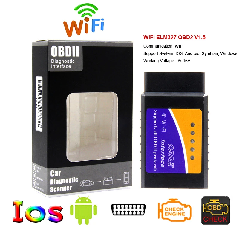 ELM327 V1.5 Wifi Bluetooth USB OBD2 Мини Автомобильный диагностический инструмент OBDII сканер кода считыватель для Android/iphone/IOS/Windows