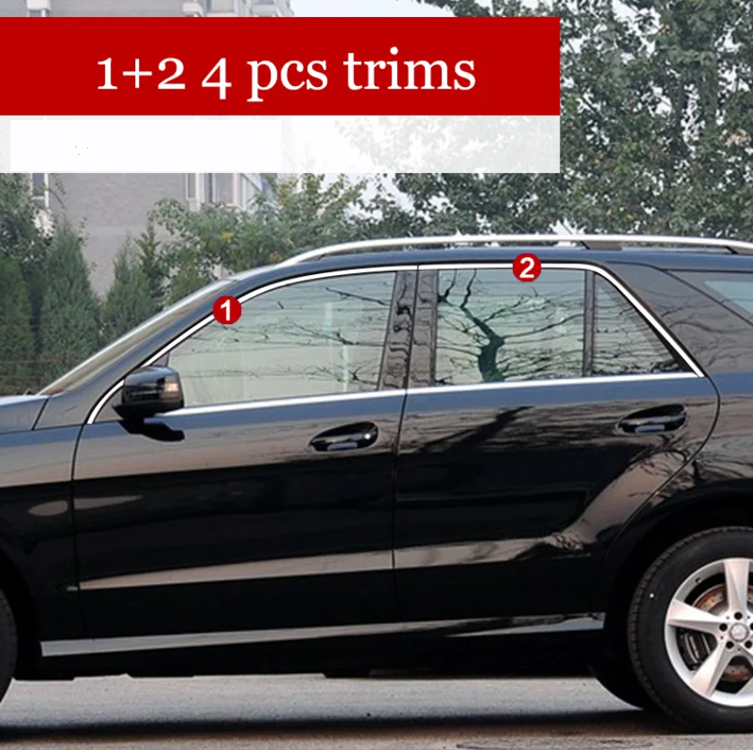 4 pcs trims Нержавеющая стальная оконная декоративная планка для mercedes benz ML300 ML350 ML250 GLE320 GLE350 GLE400 2012 - Цвет: 4 pcs trims