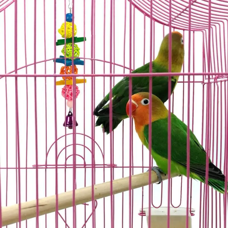 6 шт./компл. попугай Perched качающийся колокол Висячие игрушки деревянные блоки струнные птицы африканские серые Какаду для жевания и кусания цветные игрушки