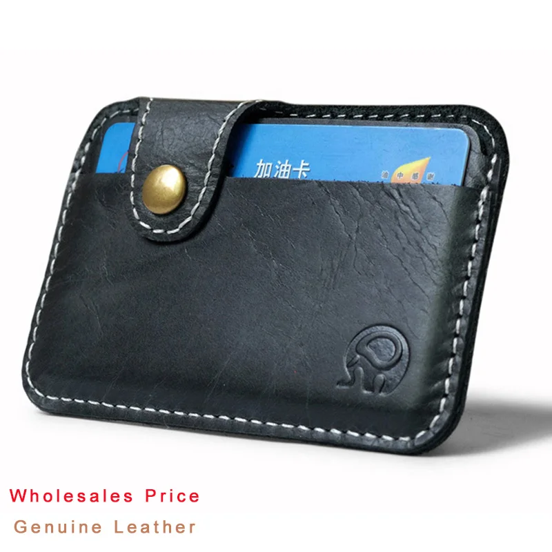

100% Genuine Leather Retro Card Wallet Men Business Bank Card Holder Thin Credit Card Case Convenient Small Slim Cad Holder