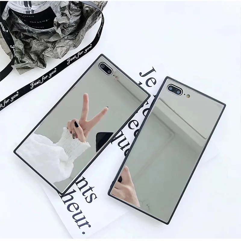 Square Mirror Makeup Phone Case For iPhone 7 X XR XS Max 6 6s 7 8 plus Fashion