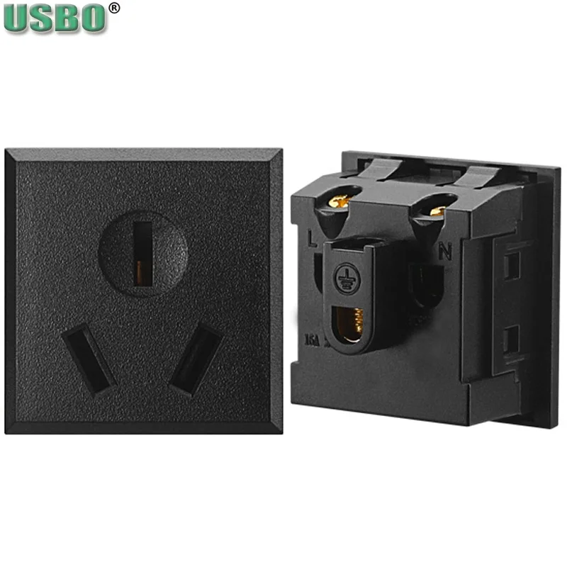 

Black White 41.5*42.6mm Australia Card-type embedded 16A 3Pin UPS PDU AU Desktop Receptacle Socket ac power Panel Module Outlet