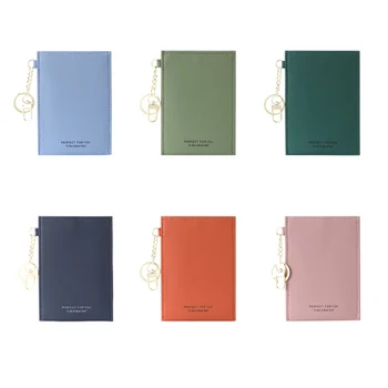 

Mini Wallet with Keyring Minimalist Slim Leather Credit Card Holder Change Purse for Women Girls