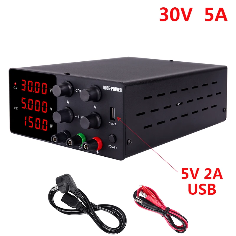 

Black 30v 5a Laboratory power supply digital display adjustable switching dc power supply voltage regulator bench source digital