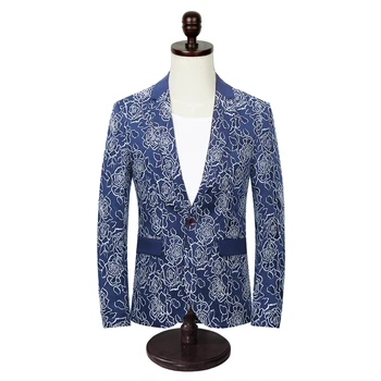 

High Quality Men Jacquard Suit Size S M L XXL XXXL 4XL 5XL Fashion Flowers Men Blazer Coat Classic Men Wedding Suit Jacket