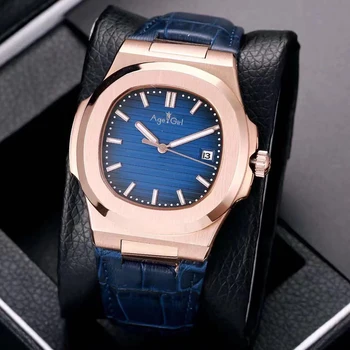 

Luxury Brand New Automatic Mechanical Men Watch Rose Gold Sapphire Stainless Steel Transparent Glass Back Grey Blue White AAA+