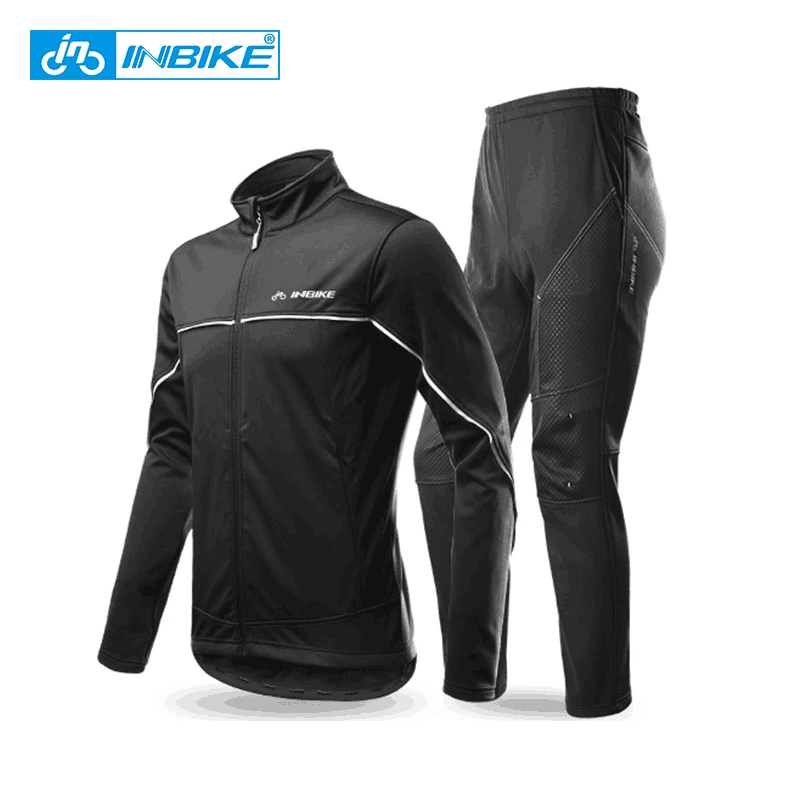 INBIKE зимняя мужская куртка и штаны для велоспорта Флисовая теплая термоветровка