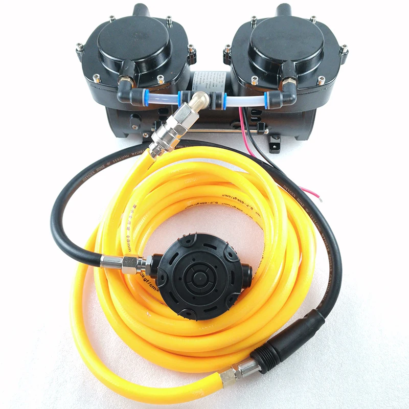 ZC35DP DC12V Oilfree Diaphragm Electric Compressor Pump for Third Lung Serface Hookah Diving System With Hose and Regulator yun yi2000f1 dc 12v electric compressor air conditioning system for trucks motorhomes remote control switch