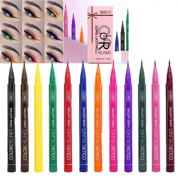 

12pcs Colorful Liquid Eyeliner Pen Waterproof Non-smudging Eyeliner Fast Dry Eyeliner Pen Women Cosmetics Accessory Eyeliner Pen