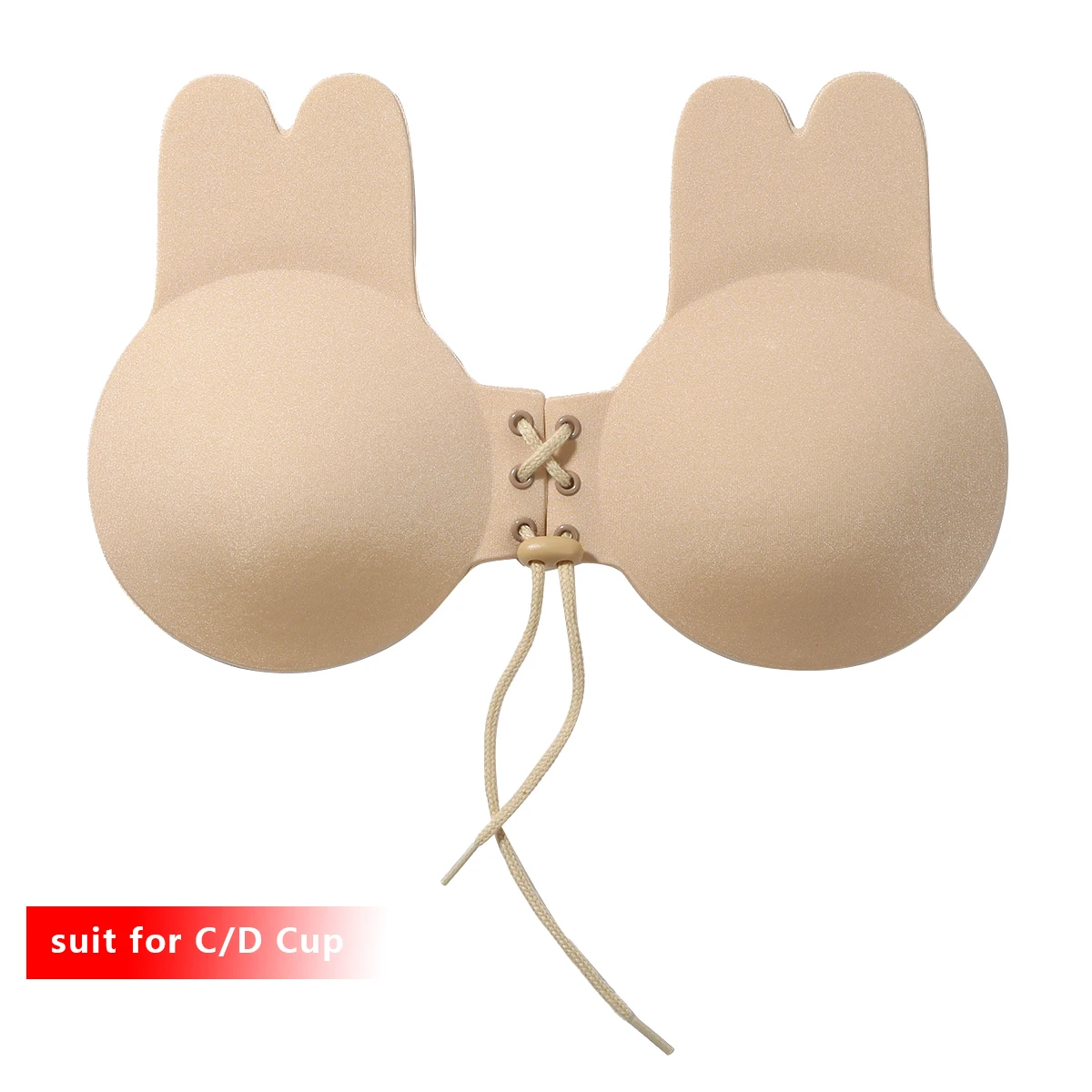 Nude 13cm Кроличьи ушки, самоклеющиеся, без спинки, липкие, невидимые, пуш-ап, бюстгальтер, чехлы для сосков, грудь, поднимает ленту с кулиской/пряжкой для женщин - Цвет: Nude 13cm