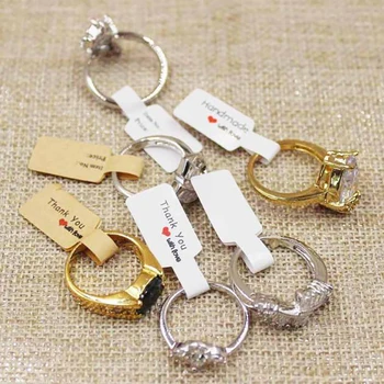 

100pcs/set Paper Folded Ring Labels Multi Style Thank You Self Adhesive Price Labels Sticker For Jewelry Packaging Display