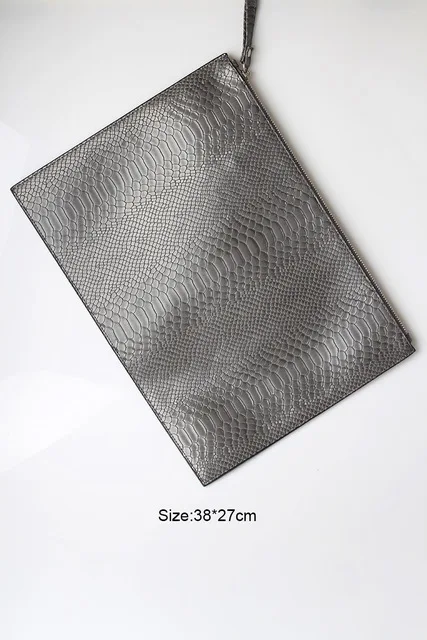 Alirattan New Python Leather Envelope Bag Women Daily Makeup Clutch Purse Soft Pouch Casual Wallet Hot Selling Banquet Clutch - Цвет: Snake Gray(L)