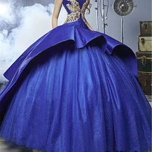 Королевский синий бальное платье расшитое бисером Vestidos De 15 Anos сладкий 16 платье Дебютант платья Vestido De 15 Anos BM174