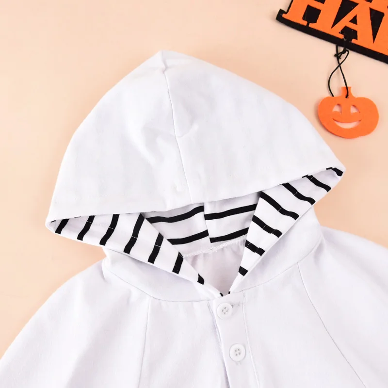 Halloween Costume Kid Baby Boys Girls Clothes Costumes Hooded Cloak White pumpkin print