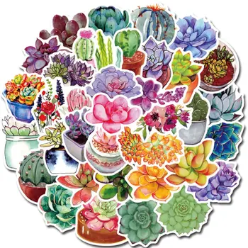 

50PCS/set New Cute Succulent Plants Diary Paper Lable Sealing Stickers Crafts And Scrapbooking DIY Decorative Stationery Sticker