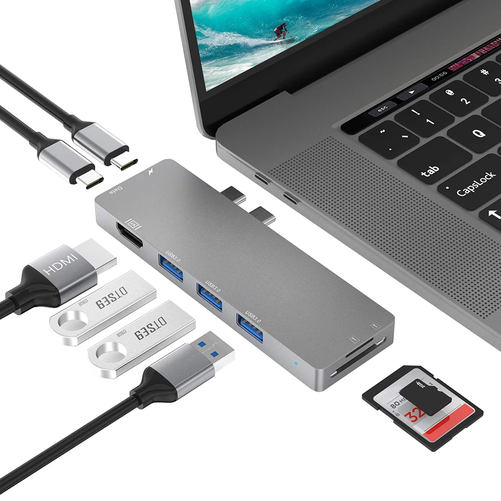 

Type-C Data Splitter Elaborate Manufacture Prolonged Durable Dual Type C HUB to USB 3.0 USB-C PD TF Memory Card Reader