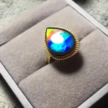 

B312 Fine Jewelry Real 925 Steling Silver s925 100% Natural Ammonite Gemstones Canada Origin Female Fine Rings Christmas Gift