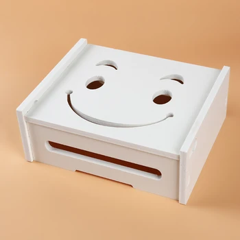 

Smiley Face White Wireless Wifi Router Organizer for Home Office Store Cable Storage Box Small Fresh High Quality Storage Boxes