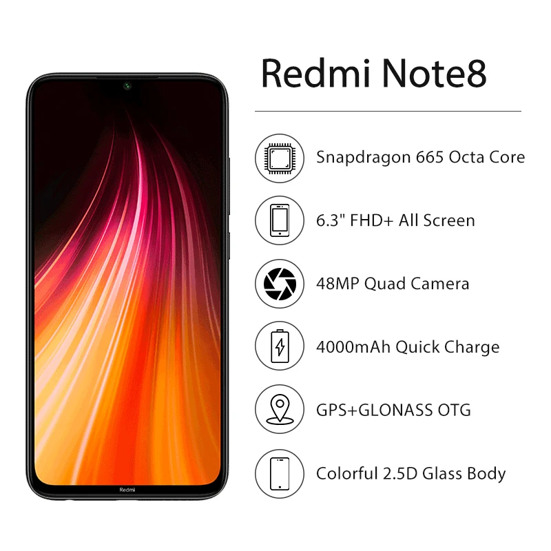 Новое поступление, Xiaomi Redmi Note 8, 3 Гб ОЗУ, 32 Гб ПЗУ, мобильный телефон, 48мп, четыре камеры, 6,3 дюймов, FHD экран, Snapdragon665, мобильный телефон, 4000 мАч