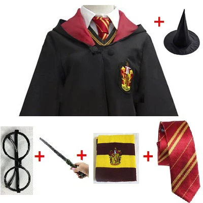 Gryffindor 6pcs set Пижама для детей и взрослых, Гарри Поттера Косплэй Гриффиндор свитер ночным колпаком для детей равенклав, хуфлепуф, накидка факультета Слизерин жилет зимний костюм накидка D2103AD - Цвет: Gryffindor 6pcs set