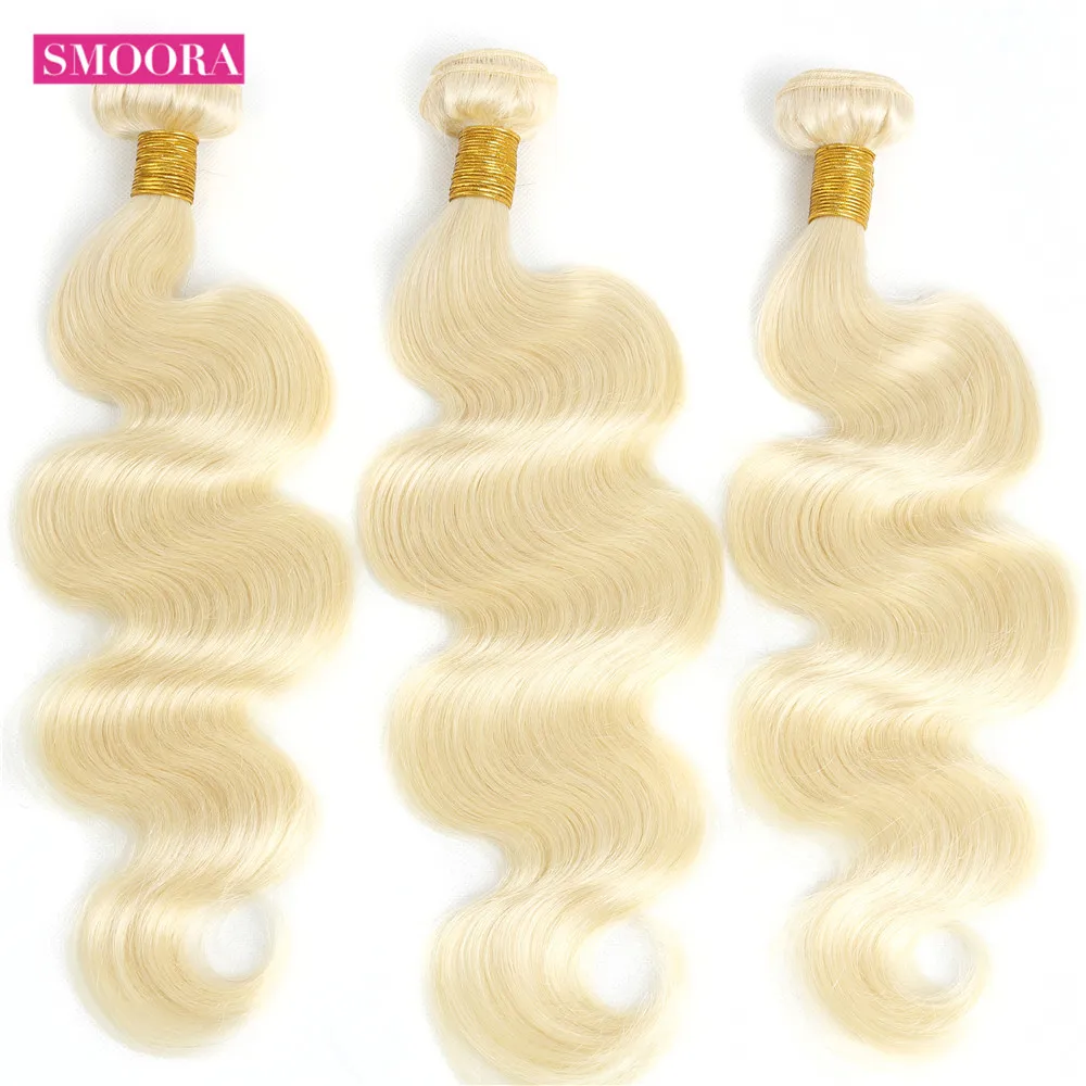 Smoora Hair Brazilian Body Wave 613 Blonde Human Hair Bundles Mix Length 3 4 Pcs 10-30 inch 613 Blonde Remy Hair Extensions