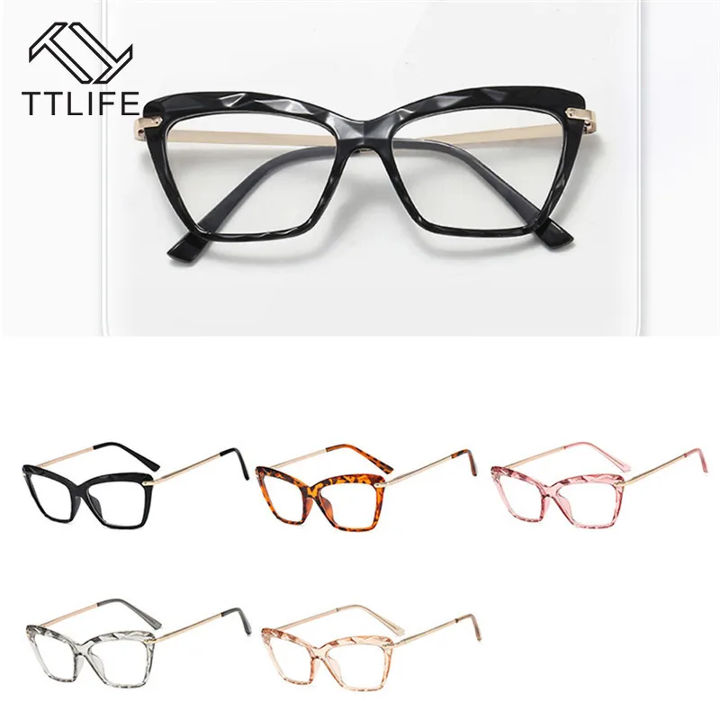 TTLIFE модные женские очки с кошкой металлические оправа с прозрачными линзами оптические прозрачные очки женские зеркальные розовые yjh0324