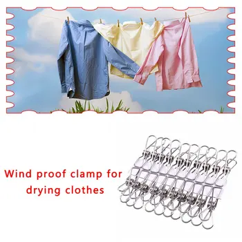 

20Pcs Clothespin Windproof Clip Strong Stainless Steel Windproof Clothes Drying Socks Clip Balcony Drying Clip
