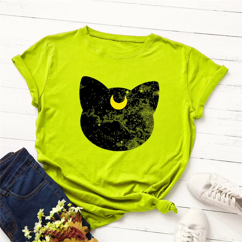 Футболка оверсайз Ladies Moon Женская футболка с круглым вырезом коротким рукавом и