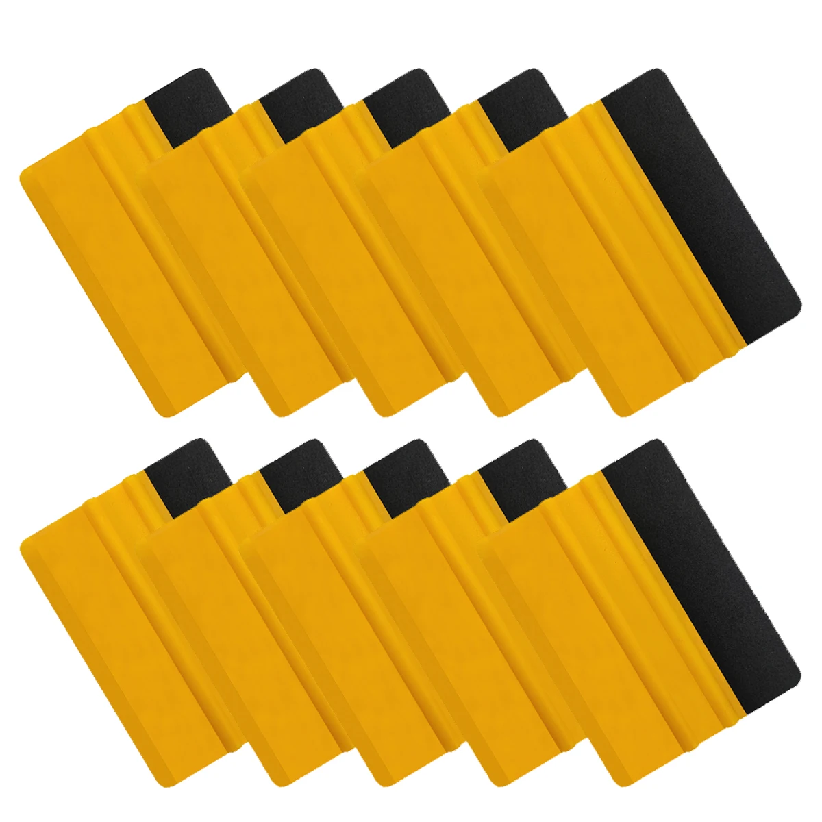 

10pcs Yellow Plastic Felt Edge Squeegee 4 Inch for Car Vinyl Scraper Decal Applicator Tool 10A56