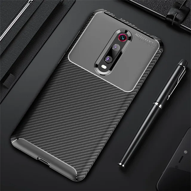 For Xiaomi Mi 9T Mi9T Pro Case Carbon Fiber Cover Shockproof Phone Case for Redmi K20 Pro Cover Full Protection Bumper black