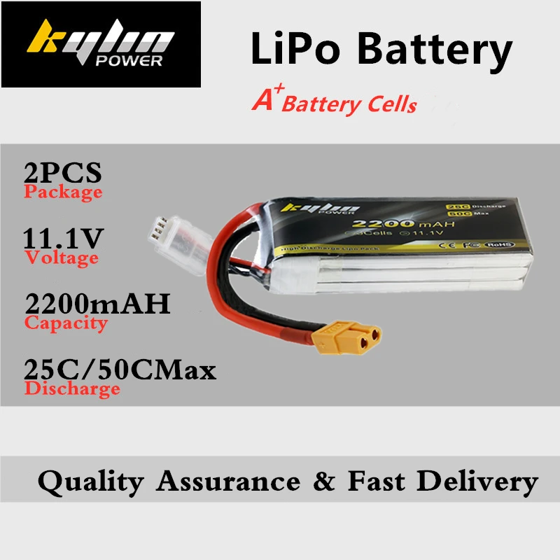 

2PCS Lipo Battery 3S 11.1V 2200mAh 25C/50C Max For RC Drones Quadcopter Airplane Multicopter Helicopter high-rate Lithium Batter
