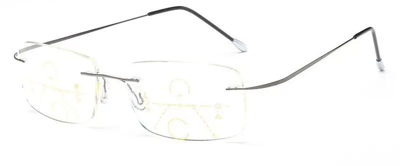 Смарт-очки EVUNHUO из титанового сплава, asymptotical, Мультифокальные, прогрессивные очки для чтения, не сферические линзы, очки для чтения - Цвет оправы: Серый