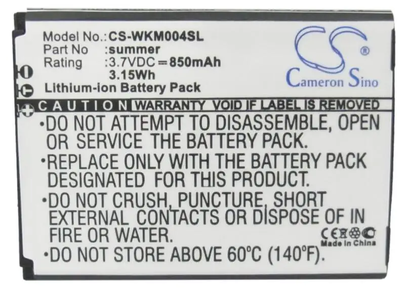 Batteria Cameron Sino 850Mah Per Wiko Soap Summer Soap Summer Mobile, Batteria Per Smartphone