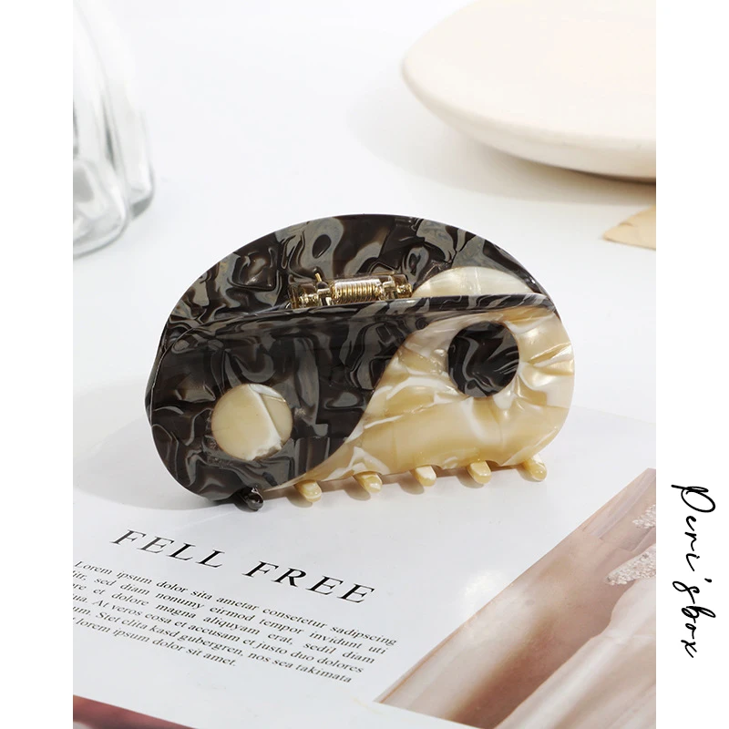 Peri'sbox Необычные полукруглые ацетатные заколки для волос Ying Yang густых заколка Tai