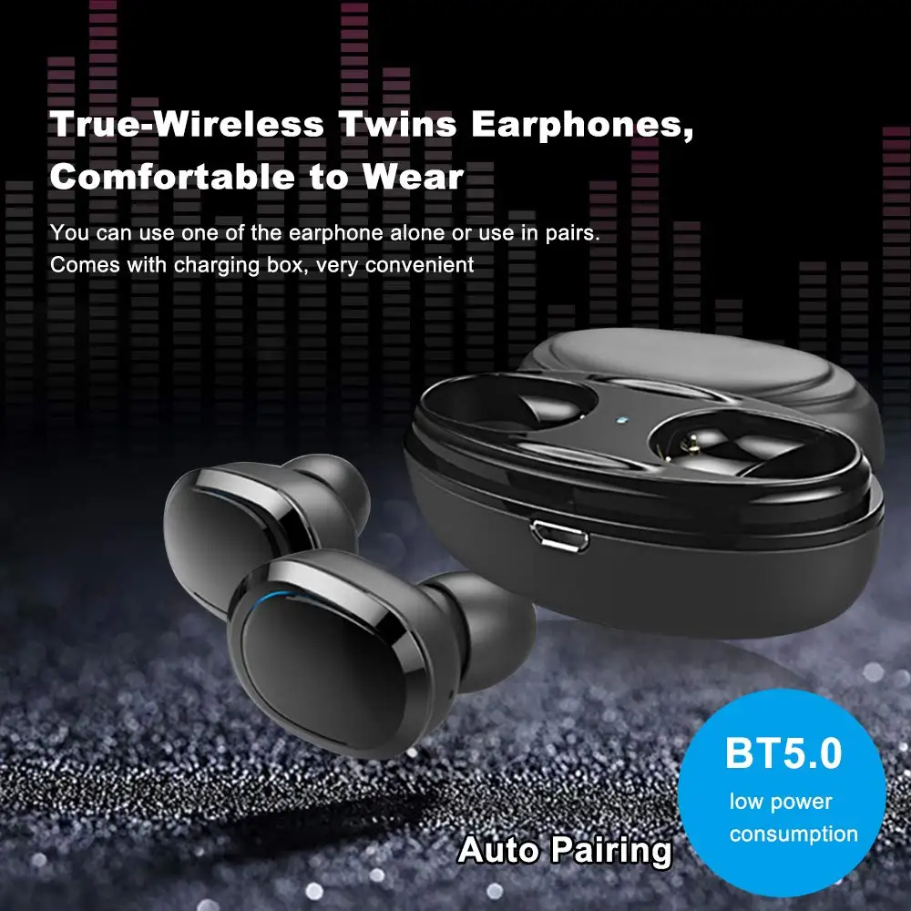 TWS стереонаушники T12 с поддержкой Bluetooth 5 0 и зарядным футляром на 300 мА · ч|Наушники
