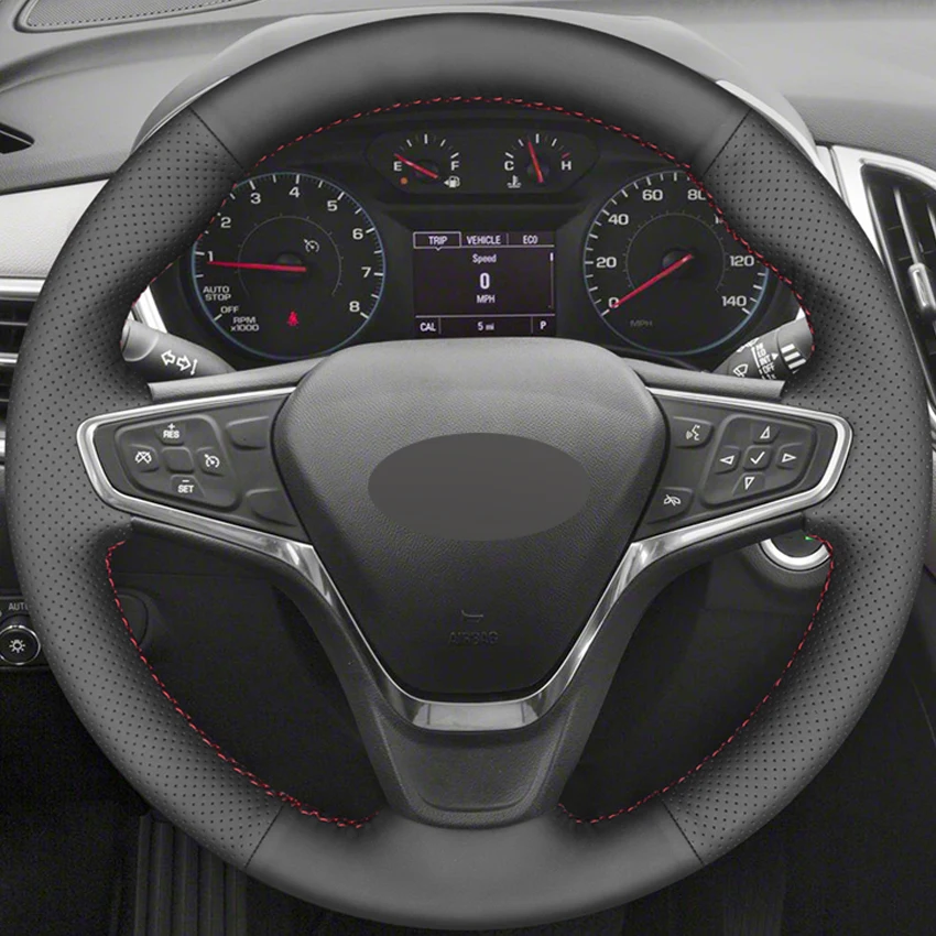 Черный PU искусственная кожа DIY чехол рулевого колеса автомобиля для Chevrolet Malibu XL- Equinox- Opel Ampera-E
