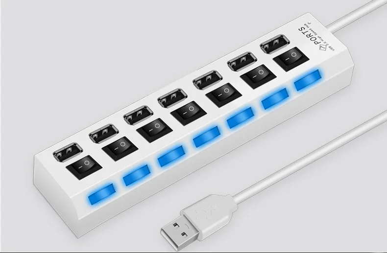 4 или 7 портов USB 2,0 концентратор длинный кабель с порт зарядки Micro USB, быстрая передача данных USB удлинитель концентратора разъем расширения для ПК - Цвет: White 7-ports