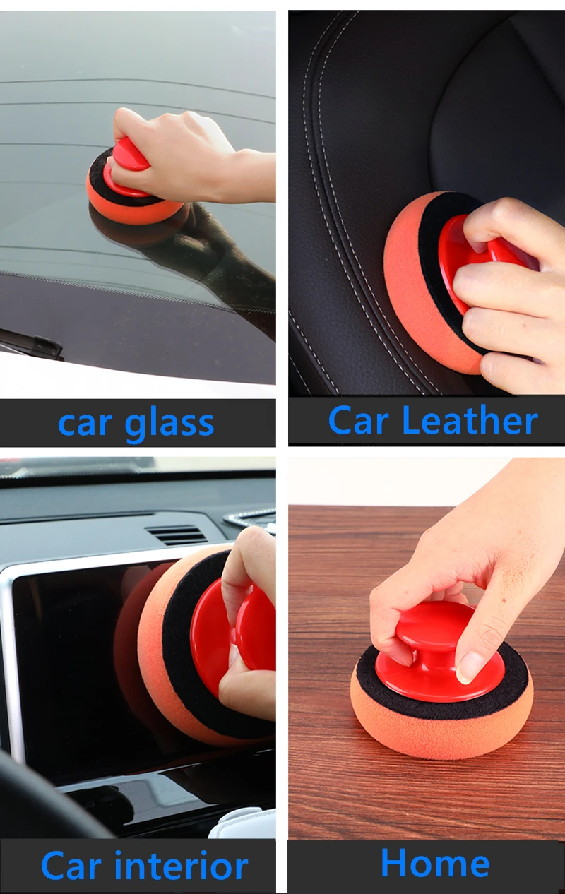 Deatailing Car Wash Wax Polish Pad Sponge Cleaning Tool Kit Waxing Applicator Pads Wiht Handle Car-Styling
